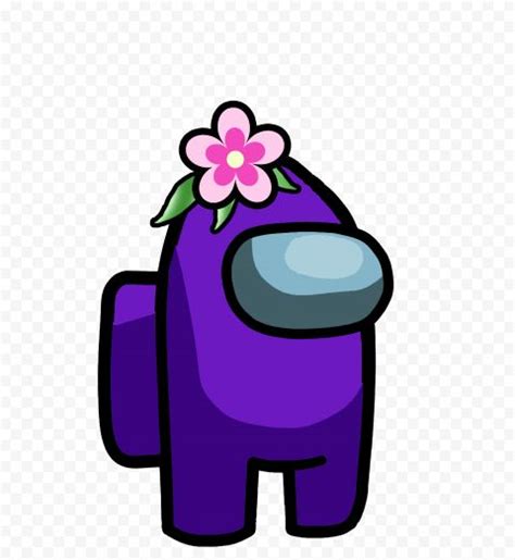 HD Purple Among Us Crewmate Character With Flower On Head PNG | Citypng | Flower on head, Iphone ...