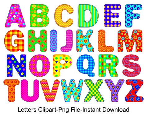 Alphabet Clipart, Colorful Alphabet Letters Clip Art, Colorful Letters, Digital Alphabet Clipart ...