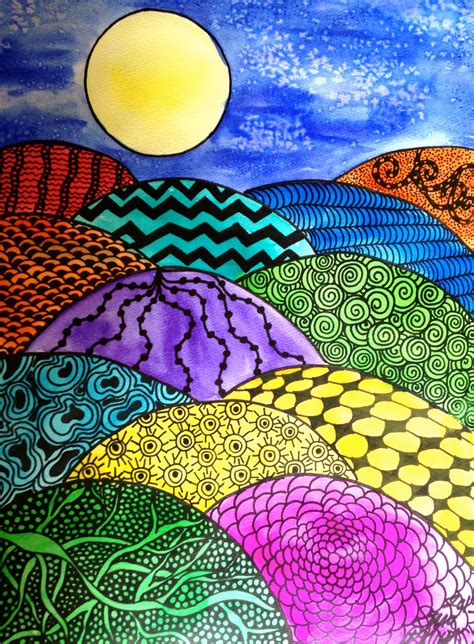 Zentangle Water Color, Permanent Marker, Salt Application | Zentangle patterns, Easy doodle art ...