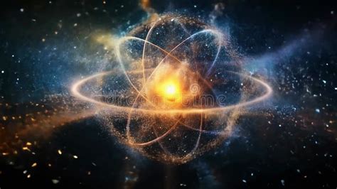 Digital Representation of an Atom: Exploring Electron Orbits and Nucleus Composition Stock ...