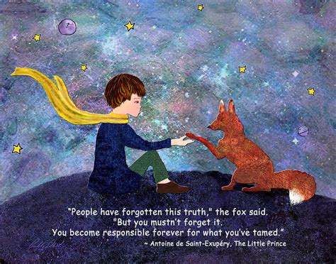 The Little Prince and Fox Quote Digital Art by Michele Avanti - Pixels