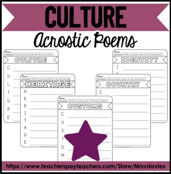 Culture Words Themed Acrostic Poem Templates by MrsVDavies | TPT