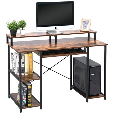 Buy TOPSKY Computer Desk with Storage Shelves/Keyboard Tray/Monitor Stand Study Table for Home ...