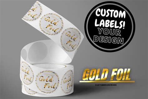 Custom GOLD Foil Labels Stickers, Clear Bopp Custom Design Gold Chrome ...