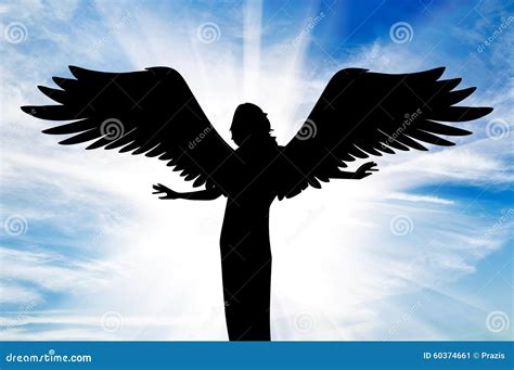 Silhouette of a Beautiful Angel in Heaven Stock Image - Image of skyscape, light: 60374661