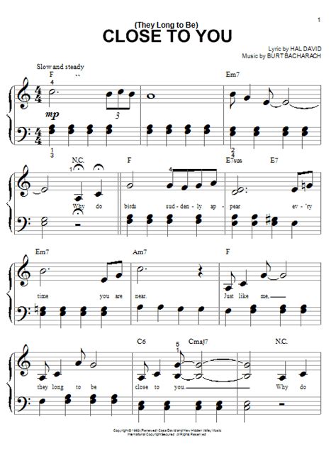 (They Long To Be) Close To You | Sheet Music Direct