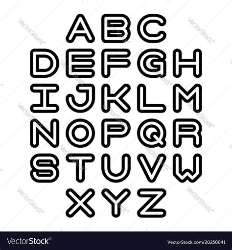 Outline font and alphabet Royalty Free Vector Image