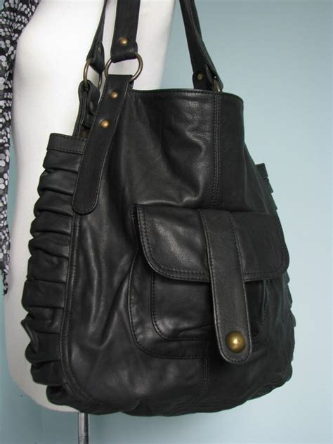 Black Leather Shopper Tote Bag | IUCN Water