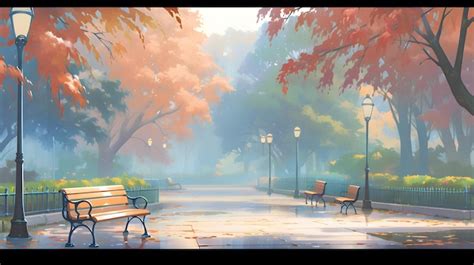 Premium AI Image | Autumn background design Fall wallpaper golden brown anime manga style