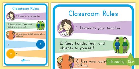 Classroom Rules Display Poster - rules, classroom, poster, first