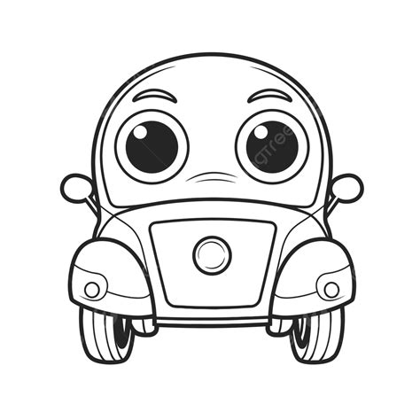 Cartoon Car With Big Eyes Outline Sketch Drawing Vector, Easy Car Drawing, Easy Car Outline ...