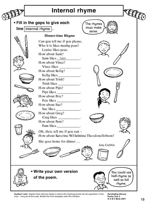 Internal rhyme - Worksheets Library