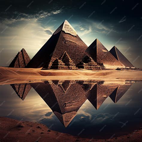 Premium Photo | Egyptian pyramids in desert Generative AI