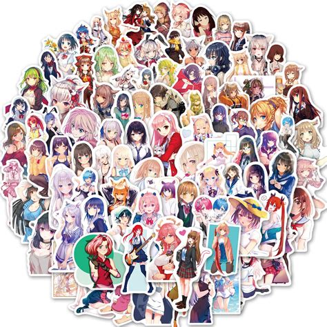 Buy 100Pcs Kawaii Anime Girl Stickers for Water Bottles Vinyl Waterproof Sexy Anime Girl ...