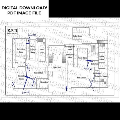 Resident Evil 2 RPD Police Station Map Replica Prop | Etsy