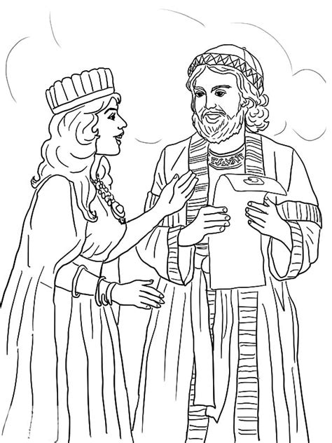 Queen Esther And Mordecai With Kings Edict Coloring Pages - Download & Print Online Coloring ...