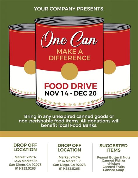 Canned Food Drive Flyer Template - Free Printable