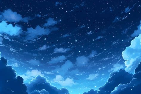 Premium Photo | Anime landscape, the sky, clouds, stars, stars, the moon, the moon, the moon