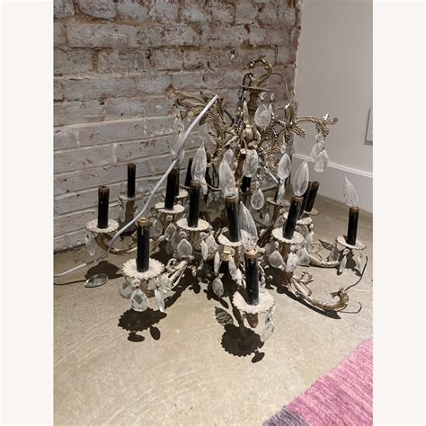 Solid Brass & Crystal Antique Chandelier - AptDeco