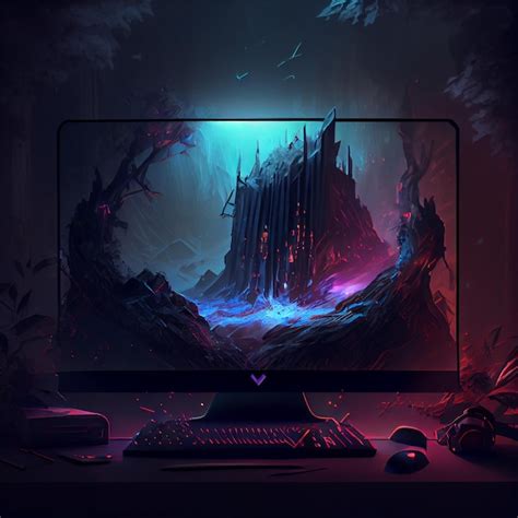 Premium Photo | Gaming desktop PC computer setup gamer illustration