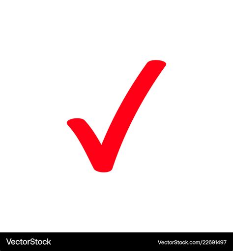 Red tick marker checkmark icon Royalty Free Vector Image