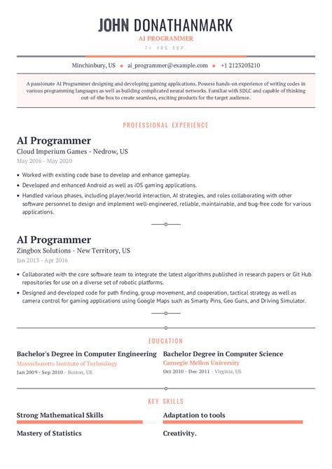 Artificial Intelligence Resume Examples 2020 | CraftmyCV