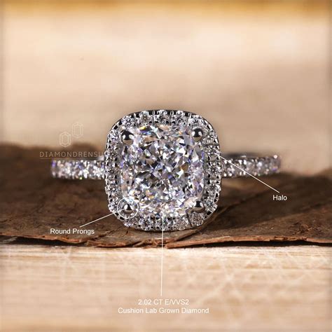 2 carat Cushion Cut Diamond Ring, Lab Grown Diamond Engagement Ring