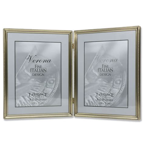 Lawrence Frames Antique Brass 8x10 Hinged Double Picture Frame - Bead Border Design - Walmart ...