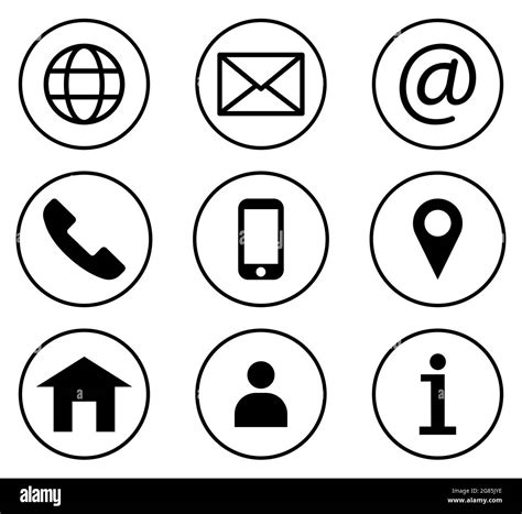 Contact us icon set. Line art style. Phone, name, website, address ...