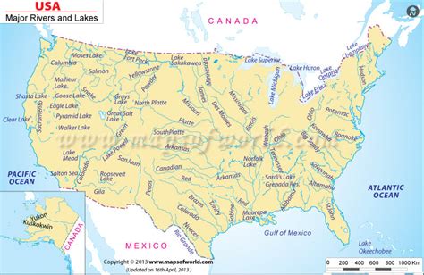 Map Of Usa Rivers And Lakes