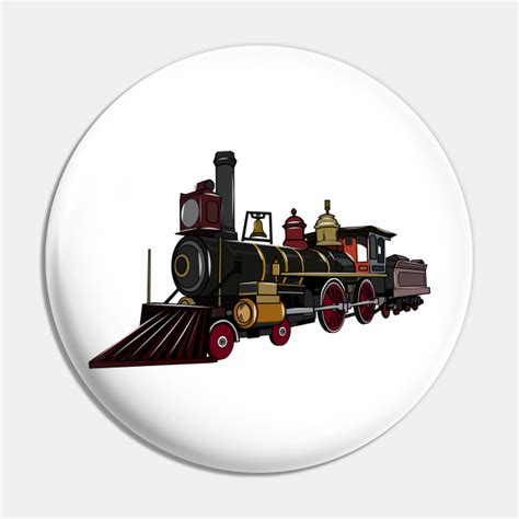 Steam locomotive cartoon illustration - Steam Locomotive Cartoon Illustration - Pin | TeePublic