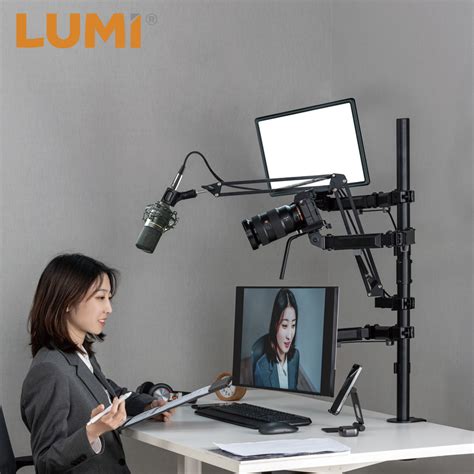 Professional Mic Boom Arm Microphone Stand with Camera and Monitor Mount - Mic Stand and ...