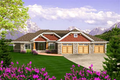 Craftsman Ranch With 3 Car Garage - 89868AH | Architectural Designs - House Plans