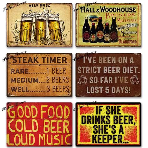 Funny Beer Metal Painting Signs Plaque Retro Wall Decor For Bar Pub Club Man Cave Tin Plates ...