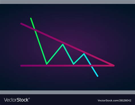 Descending bearish triangle breakouts flat icon Vector Image