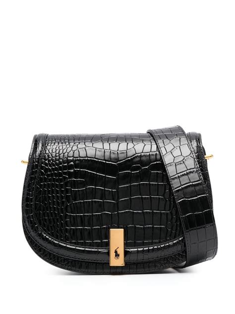 Polo Ralph Lauren Id Leather Crossbody Saddle Bag In Black | ModeSens