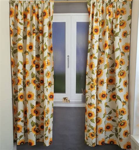 Sunflower curtains panels Kitchen curtains Bedroom curtains | Etsy