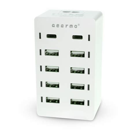 USB 10 Port Home Charger 60W with 2 USB-C and 8 USB-A Ports