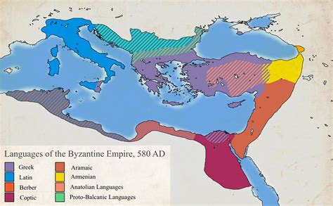 Bilge Tonyukuk Enstitüsü: Languages of the Byzantine Empire, 580 AD [OC] [2138x1326]