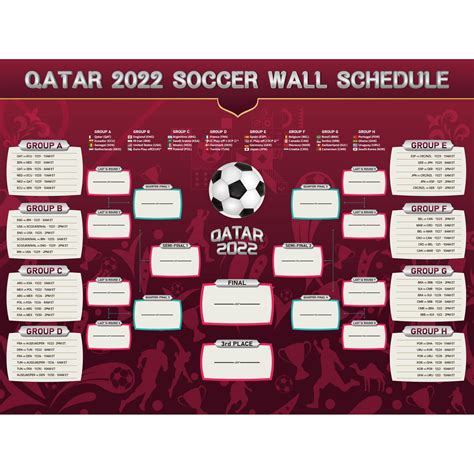 Buy Qatar 2022 World Soccer Game Wall Chart Schedule - Soccer Matches/Football Tournament ...