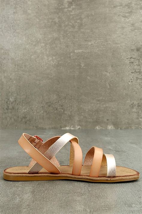 Chic Blush Metallic Sandals - Multi Colored Vegan Sandals