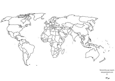 World Map Blank Colorable - London Top Attractions Map