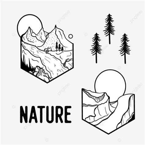 Nature Logo Mountain Line Art, Mountain Drawing, Nature Drawing, Logo Drawing PNG and Vector ...