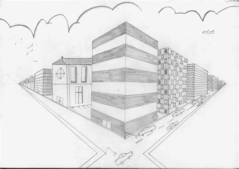 One Point Perspective City Drawing at GetDrawings | Free download