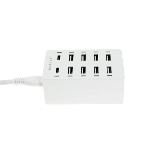 USB 10 Port Home Charger 60W with 2 USB-C and 8 USB-A Ports