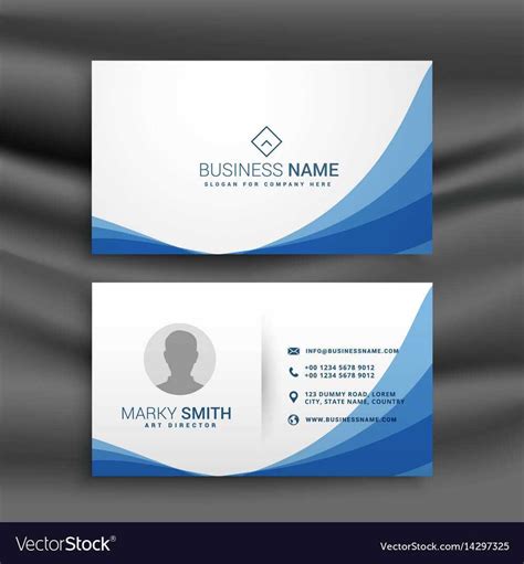 Blue Wave Simple Business Card Design Template With Regard To Visiting Card Illustrator ...