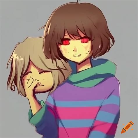 Illustration of frisk and chara engaged in a battle