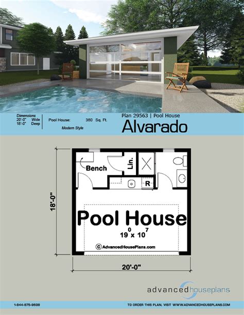 Pool House Plan with Changing Room | Alvarado | Modern pool house, Pool house plans, Pool house ...