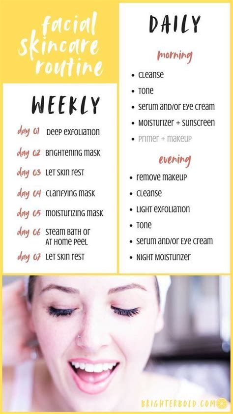 Here's daily and weekly facial skin care routine. Image Courtesy - Pinterest #BeautyTipsForB ...