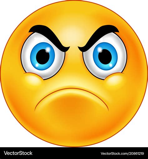 Cartoon annoyed smiley emoticon Royalty Free Vector Image